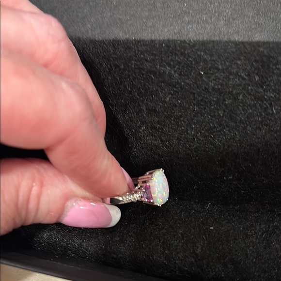 10k Elegant Opal and Pink sapphire Gemstone Ring size 5 - Picture 4 of 7